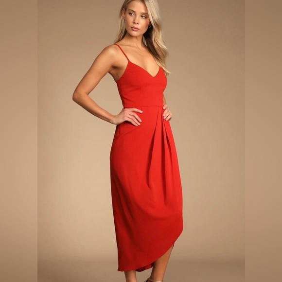 NWT Lulu’s Reinette Red Tulip Dress - Picture 3 of 8